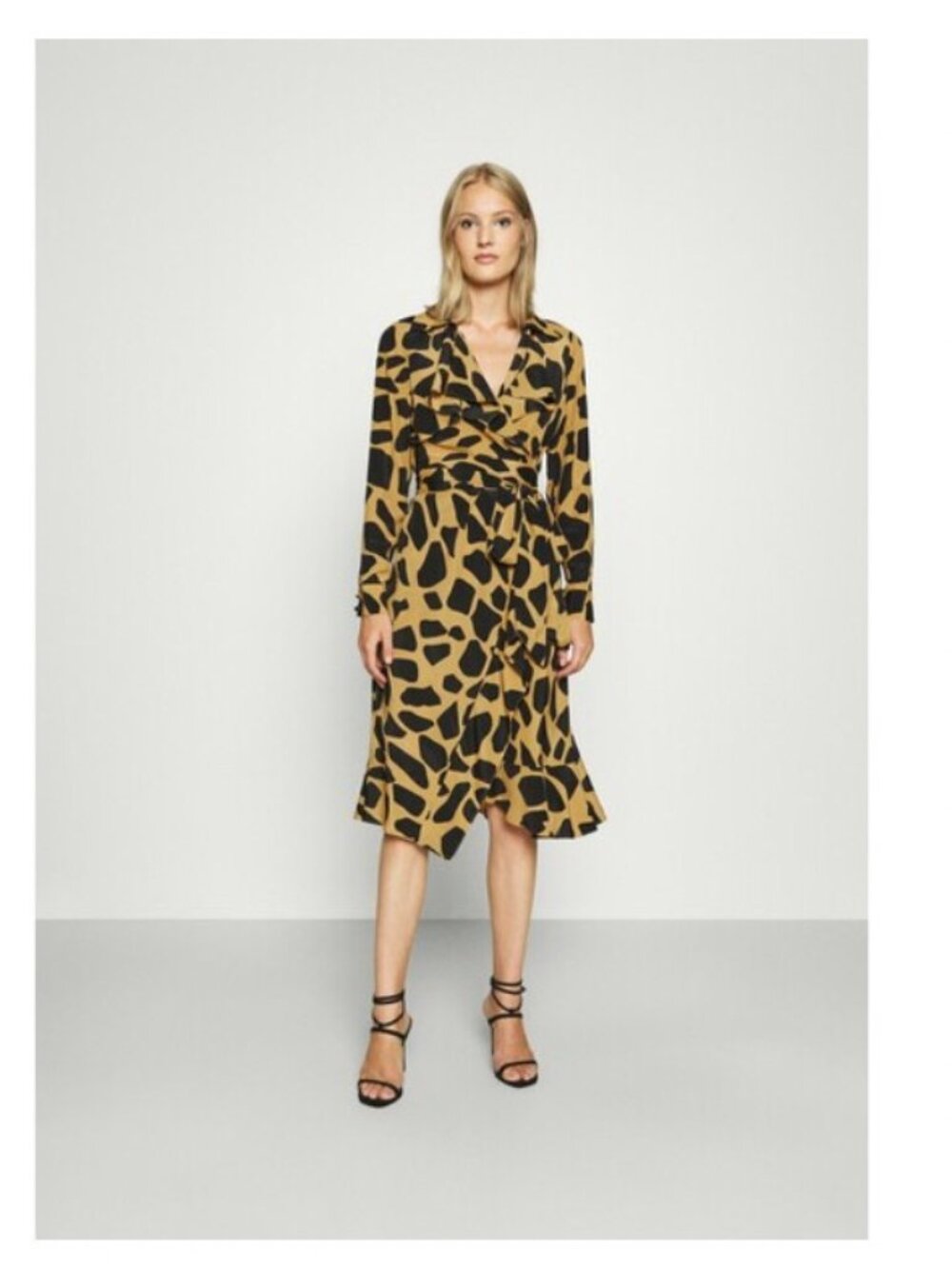 Diane Von Furstenberg Eden Dress Womens 4 Brown Animal Print Wrap Midi